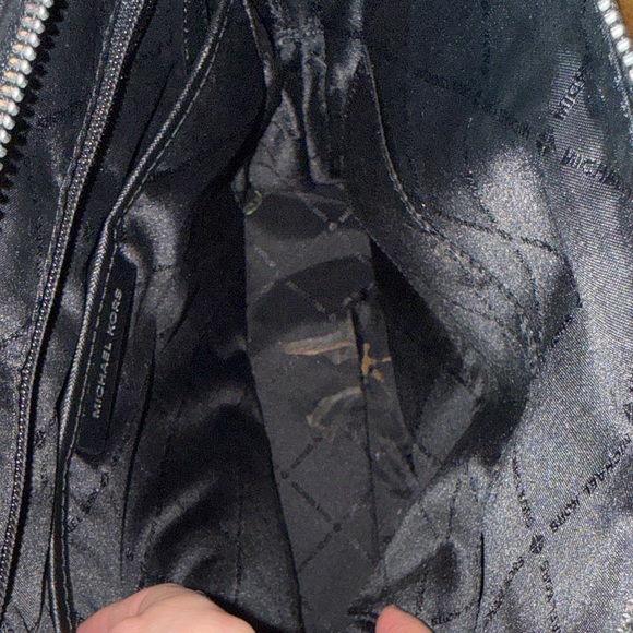Michael Kors Black Floral Appliqué Backpack with Silver Accents